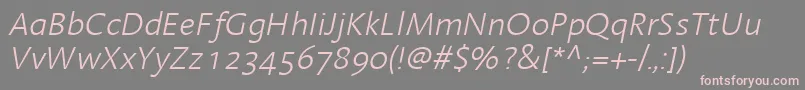 フォントLinotypeAromaLightItalic – 灰色の背景にピンクのフォント