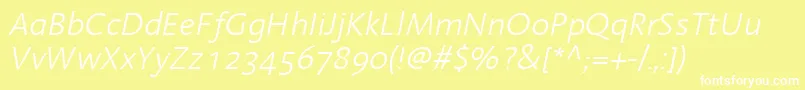 LinotypeAromaLightItalic Font – White Fonts on Yellow Background