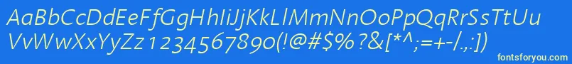LinotypeAromaLightItalic Font – Yellow Fonts on Blue Background