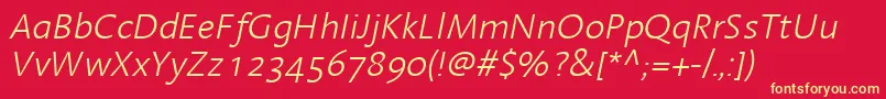 LinotypeAromaLightItalic Font – Yellow Fonts on Red Background