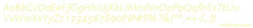 フォントLinotypeAromaLightItalic – 白い背景に黄色の文字