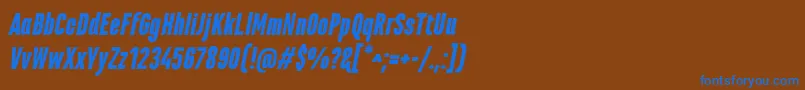 フォントMarianinaCnFyBlackItalic – 茶色の背景に青い文字