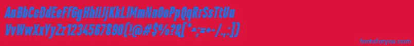 MarianinaCnFyBlackItalic-Schriftart – Blaue Schriften auf rotem Hintergrund
