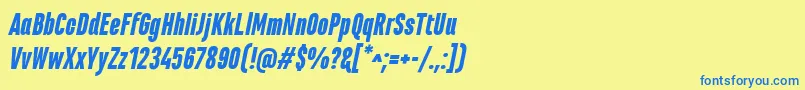 Police MarianinaCnFyBlackItalic – polices bleues sur fond jaune