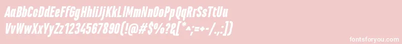 MarianinaCnFyBlackItalic-fontti – valkoiset fontit vaaleanpunaisella taustalla