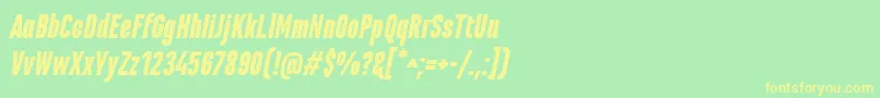 MarianinaCnFyBlackItalic-fontti – keltaiset fontit vihreällä taustalla