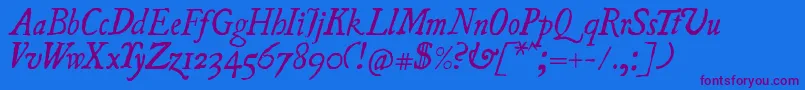 UglyquaItalic Font – Purple Fonts on Blue Background