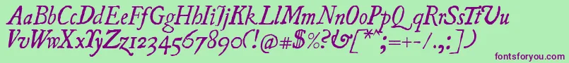 UglyquaItalic Font – Purple Fonts on Green Background