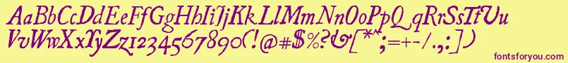 UglyquaItalic Font – Purple Fonts on Yellow Background