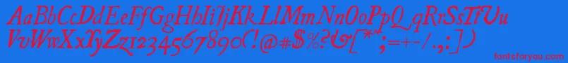 UglyquaItalic Font – Red Fonts on Blue Background