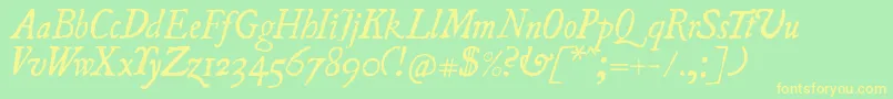 UglyquaItalic Font – Yellow Fonts on Green Background