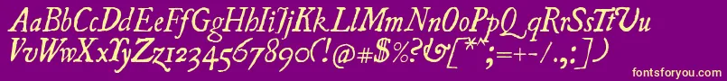 UglyquaItalic Font – Yellow Fonts on Purple Background