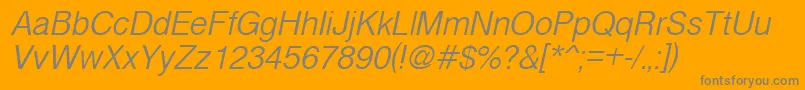 CyrveticaExtraLightOblique-Schriftart – Graue Schriften auf orangefarbenem Hintergrund