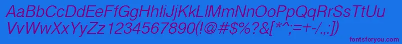 CyrveticaExtraLightOblique Font – Purple Fonts on Blue Background