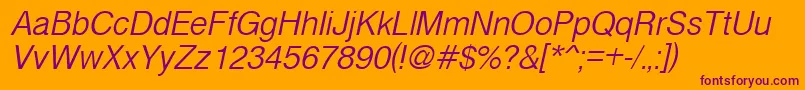 CyrveticaExtraLightOblique Font – Purple Fonts on Orange Background