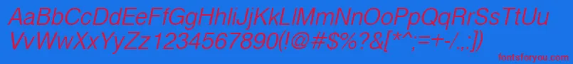CyrveticaExtraLightOblique Font – Red Fonts on Blue Background