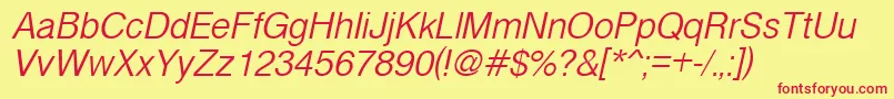 CyrveticaExtraLightOblique Font – Red Fonts on Yellow Background