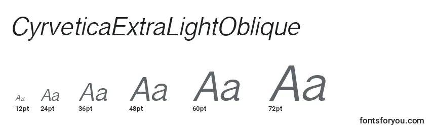 CyrveticaExtraLightOblique Font Sizes