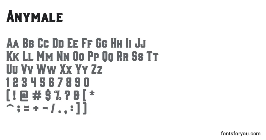 Schriftart Anymale – Alphabet, Zahlen, spezielle Symbole