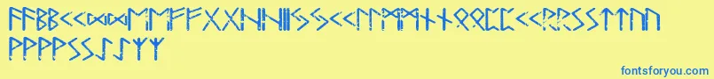 Tjelvarrunic-Schriftart – Blaue Schriften auf gelbem Hintergrund