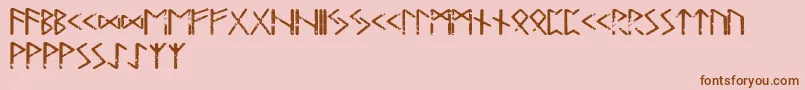 Tjelvarrunic-Schriftart – Braune Schriften auf rosa Hintergrund