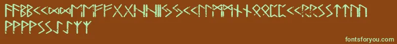 Tjelvarrunic Font – Green Fonts on Brown Background