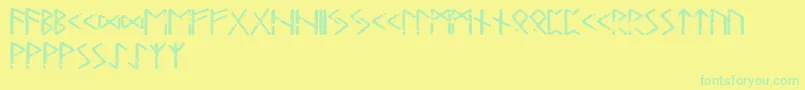 Tjelvarrunic Font – Green Fonts on Yellow Background