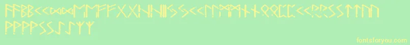 Tjelvarrunic-Schriftart – Gelbe Schriften auf grünem Hintergrund