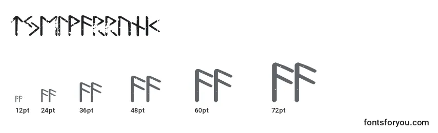 Größen der Schriftart Tjelvarrunic