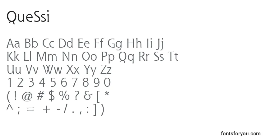 A fonte QueSsi – alfabeto, números, caracteres especiais