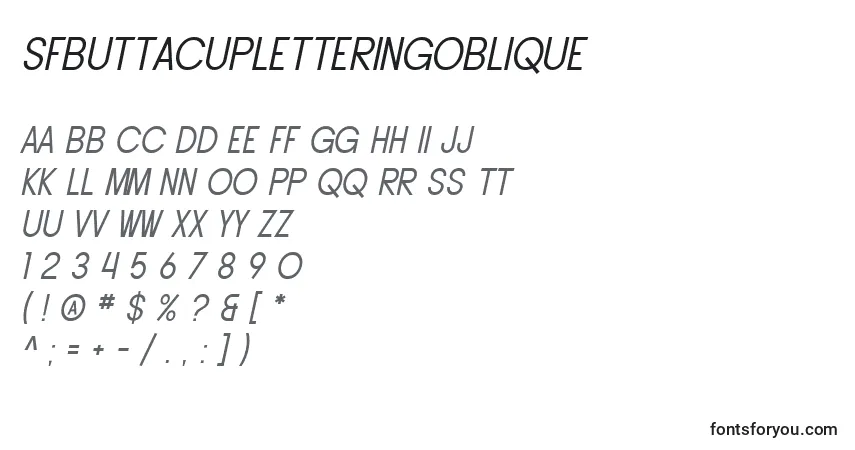 Schriftart SfButtacupLetteringOblique – Alphabet, Zahlen, spezielle Symbole
