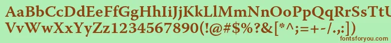 WarnockproSemiboldcapt Font – Brown Fonts on Green Background