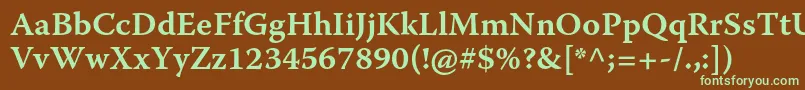 WarnockproSemiboldcapt Font – Green Fonts on Brown Background