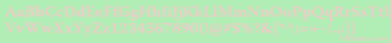 フォントWarnockproSemiboldcapt – 緑の背景にピンクのフォント