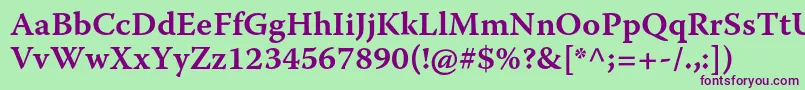 WarnockproSemiboldcapt Font – Purple Fonts on Green Background