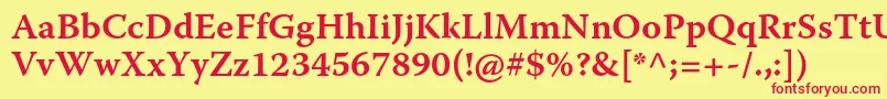 WarnockproSemiboldcapt Font – Red Fonts on Yellow Background