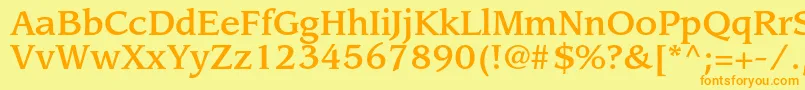 フォントLeawoodstdMedium – オレンジの文字が黄色の背景にあります。