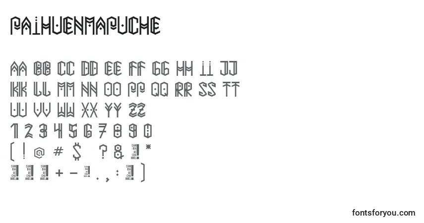 Czcionka Paihuenmapuche – alfabet, cyfry, specjalne znaki