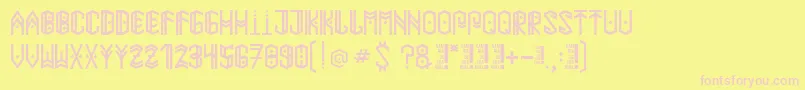 Paihuenmapuche-Schriftart – Rosa Schriften auf gelbem Hintergrund