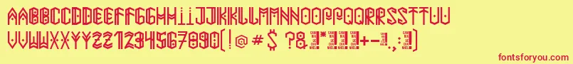 フォントPaihuenmapuche – 赤い文字の黄色い背景