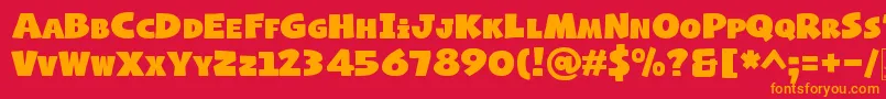 NaughtySquirrelDemo-Schriftart – Orangefarbene Schriften auf rotem Hintergrund
