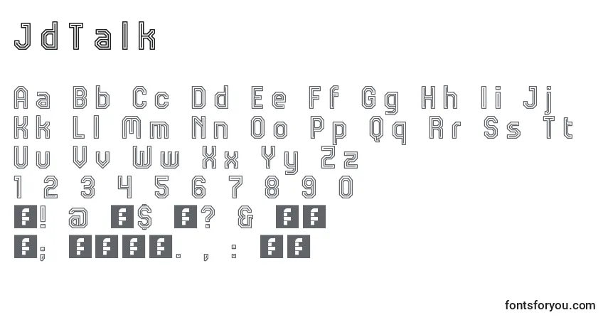 Fuente JdTalk - alfabeto, números, caracteres especiales