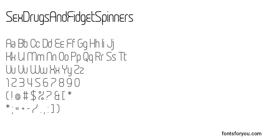 Schriftart SexDrugsAndFidgetSpinners – Alphabet, Zahlen, spezielle Symbole