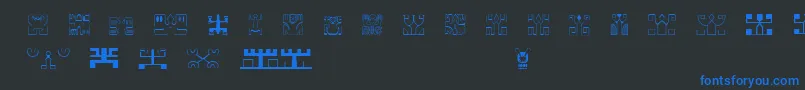 フォントPolynesienEtuaFont – 黒い背景に青い文字