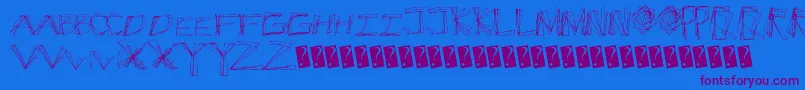 Cracksnacks-Schriftart – Violette Schriften auf blauem Hintergrund