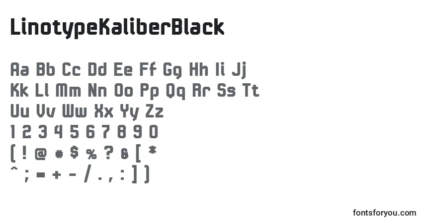 Czcionka LinotypeKaliberBlack – alfabet, cyfry, specjalne znaki
