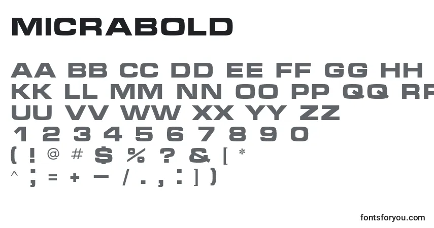 Schriftart MicraBold – Alphabet, Zahlen, spezielle Symbole