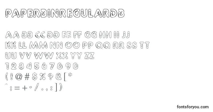 A fonte PaperbinRegularDb – alfabeto, números, caracteres especiais