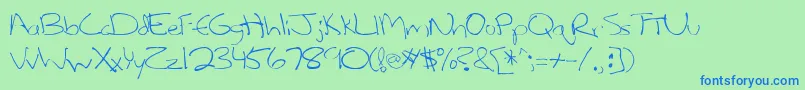 Lefty Font – Blue Fonts on Green Background