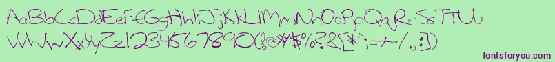 Lefty Font – Purple Fonts on Green Background